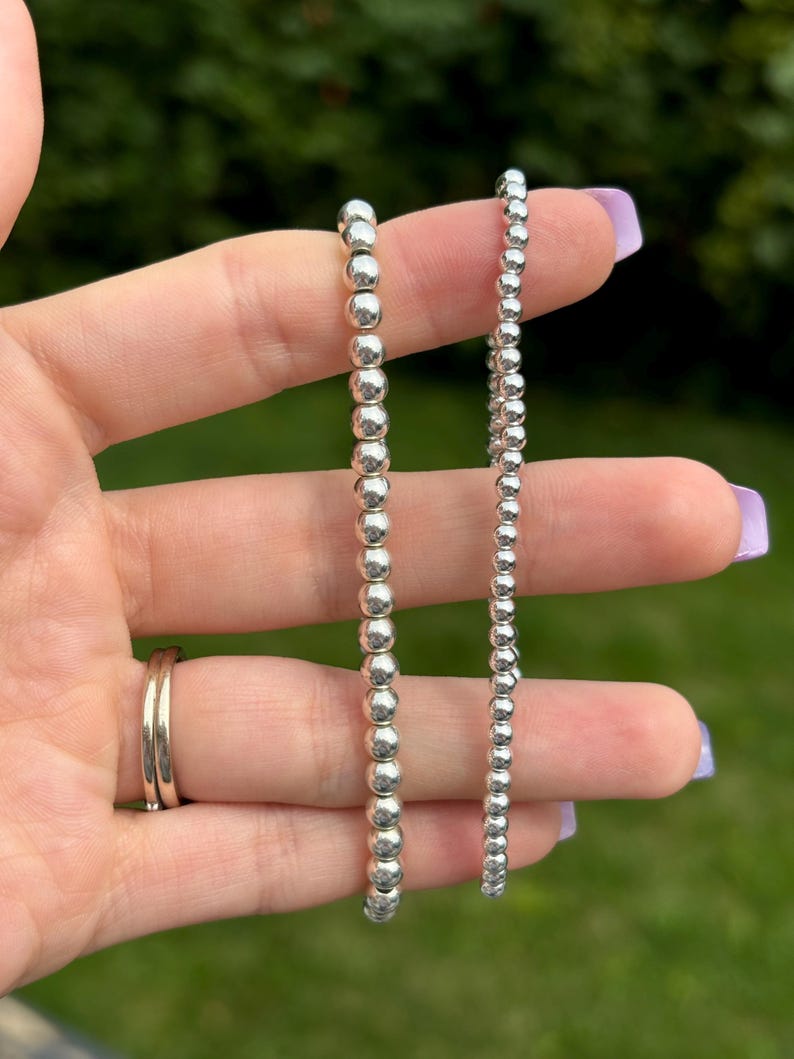 Newton Bracelet Dupe, Sterling Silver Beaded Bracelet, Silver Newton