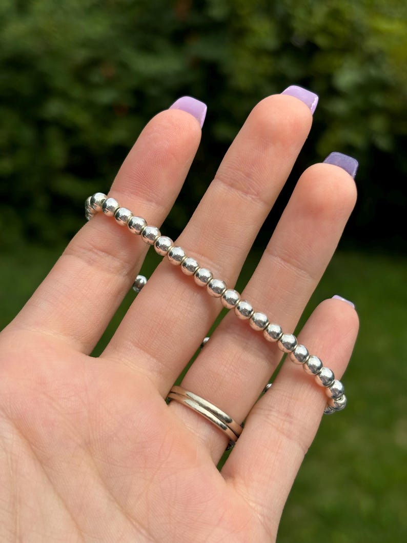 Newton Bracelet Dupe, Sterling Silver Beaded Bracelet, Silver Newton