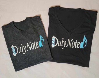 Duly Noted T-Shirt - Grey Crew Neck (barber pole)