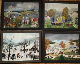 Grandma Moses Colorful Seasonal Prints