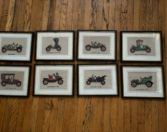 Adorable Antique Car Cross- Stitch Artwork