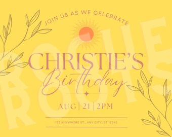 Invitación de cumpleaños personalizada de Boho