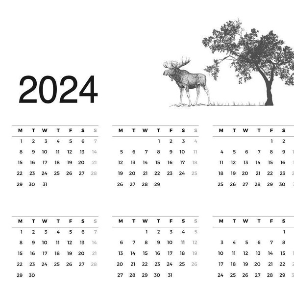 Moose Calendar 2024 Etsy UK