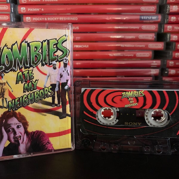 Zombies Ate My Neighbors (1993, Sega Genesis) Custom Cassette Tape Fanart Artwork for Soundtrack OST
