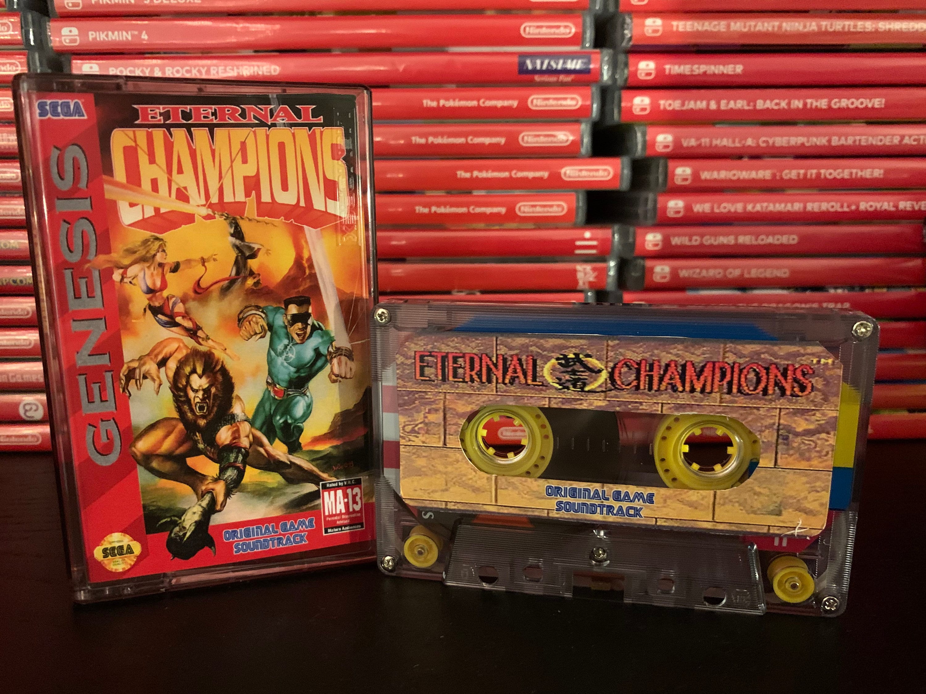 Eternal Champions (1993, Sega Genesis) Custom Cassette Tape