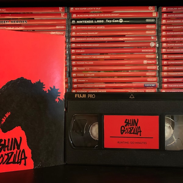 Shin Godzilla (2016) Custom VHS Sleeve Slipcover Artwork + Functional Blank VHS Tape