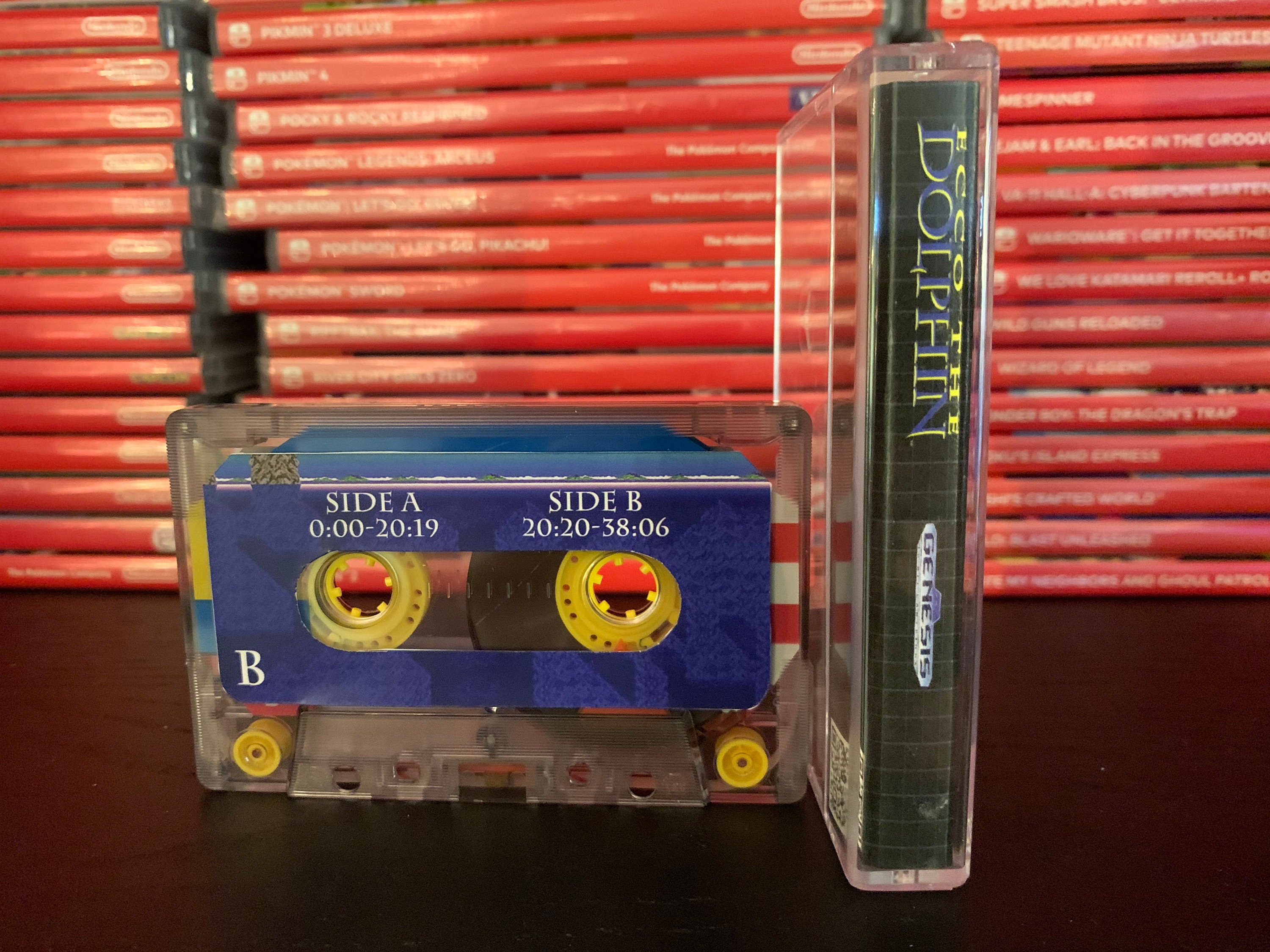 Ecco the Dolphin (1992, Sega Genesis) Custom Cassette Tape