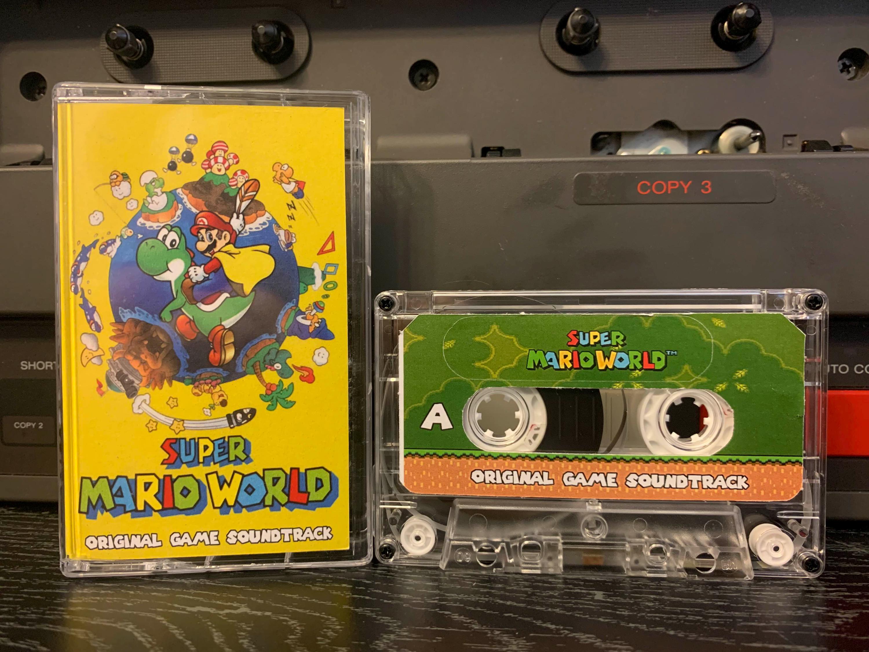 Super Mario World (1991, Super Nintendo SNES) Custom Cassette Tape