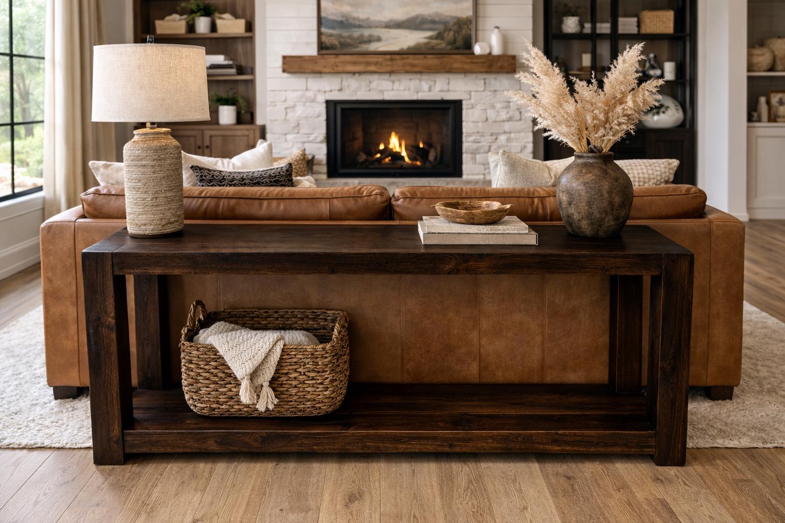 Handmade Solid Wood Farmhouse Console Table | Rustic Entryway Sofa ...