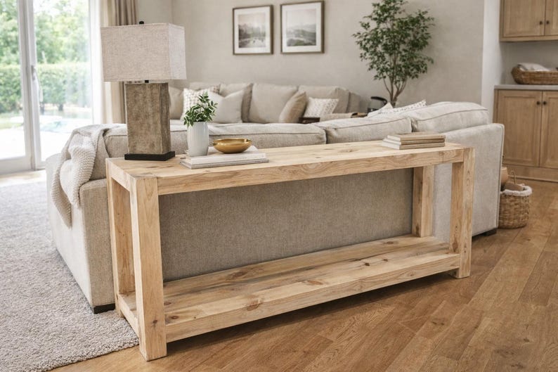 Handmade Solid Wood Farmhouse Console Table | Rustic Entryway Sofa ...
