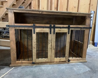 Dog Kennel // Dog Crate Furniture //TV Stand // Entertainment Center // Custom //Barn Door