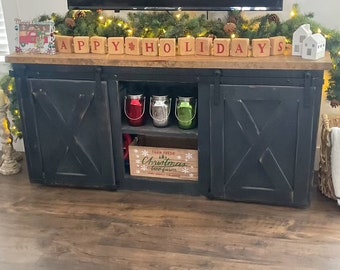 Rustic Barndoor Console // TV Stand // Farmhouse Table Stand