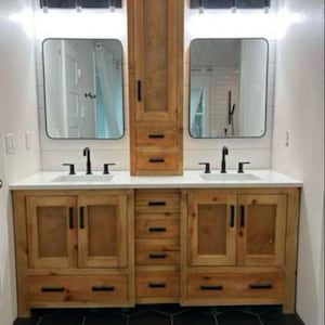 Handmade Solid Wood Bathroom Vanity / Made to order / Custom / Double Sink /Knotty Alder / Pine / Cabinet / Rustic / Country / Farmhouse