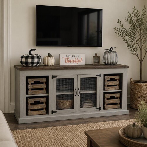 Rustic TV Stand Cabinet, Farmhouse Media Console Table, Knotty Alder Entertainment Center, Custom Wood TV Stand, Storage Cabinet