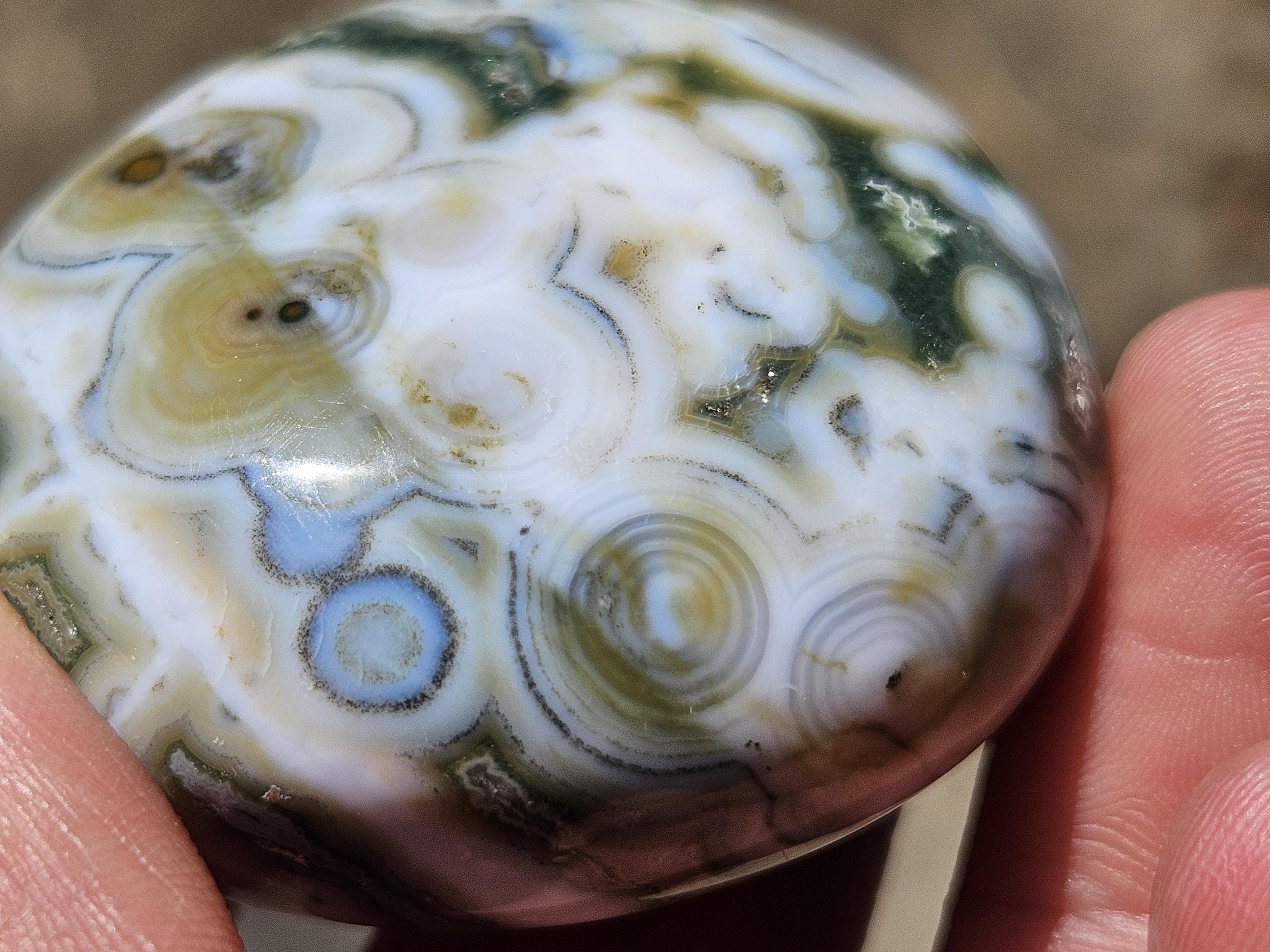 8th Vein Ocean Jasper Palm Stone
