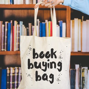 Book Buying Bag bookworm tote, Literary Tote Bag, Library Book Bag, Reader Gift, Canvas Tote Bag for Bookworms, Book Lover Gift
