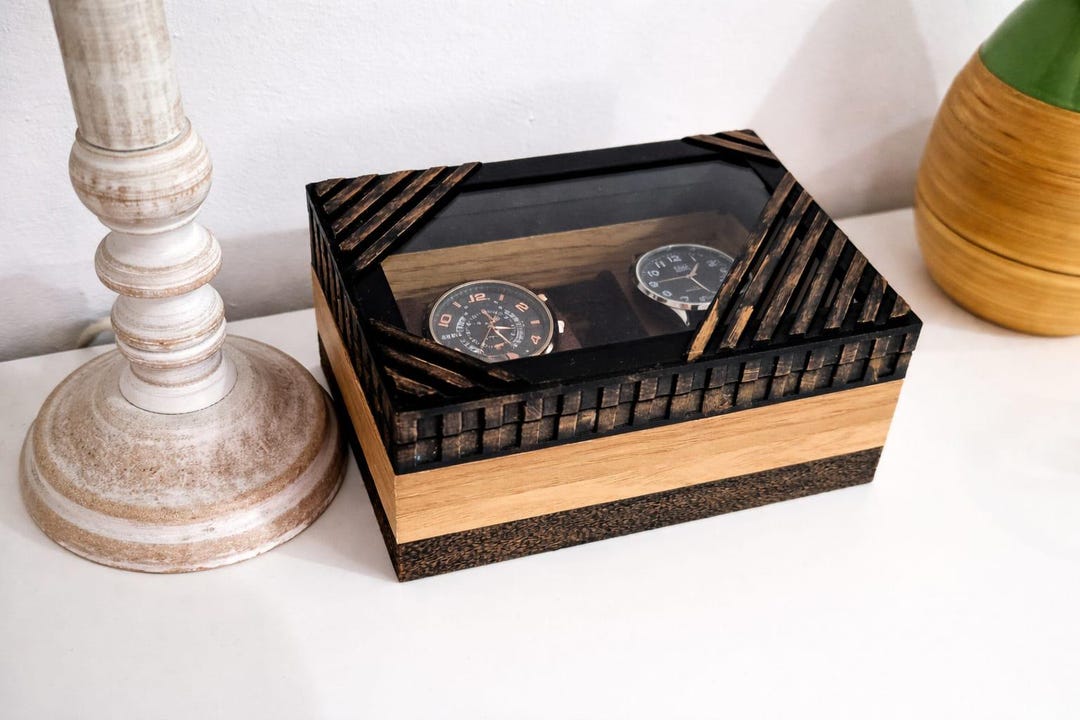 Watch Box Texture Handcrafted 3d-printed Watch Box With Wood Frame - Etsy