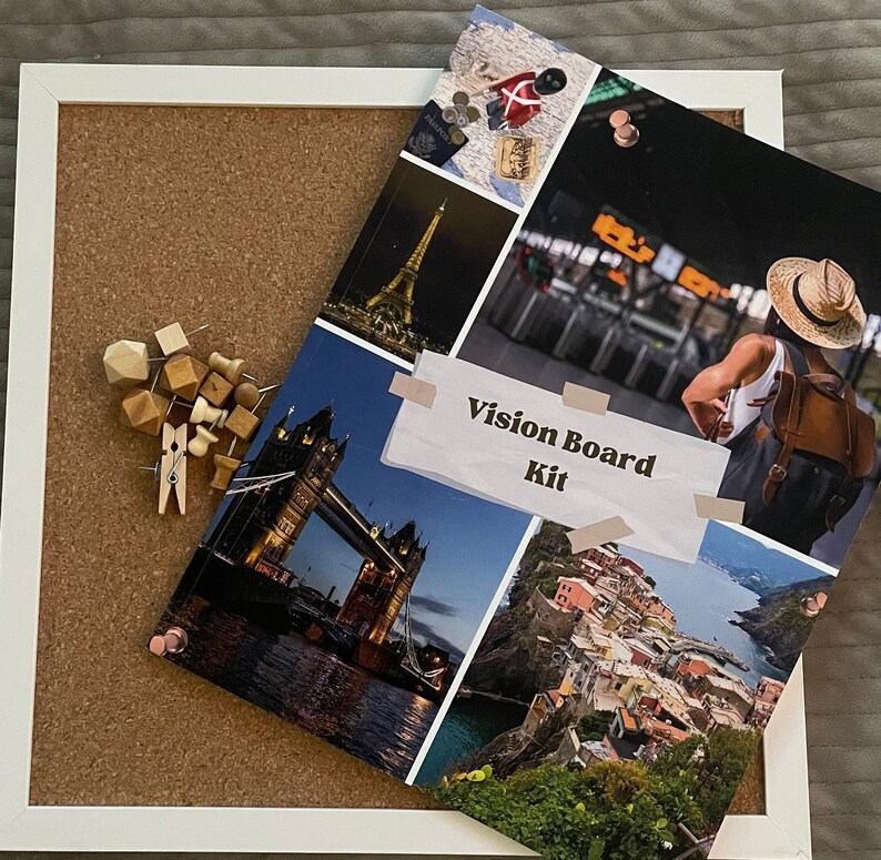Vision Board Kit 12X12 Cork Board 8X10 Clip Art Booklet Unique Push vision-board-kit-12x12-cork-board-8x10-clip-art-booklet-unique-push