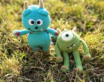 Amigos Monstruosos de Crochet Hechos a Mano – Juego de Peluche Amigurumi – Muñecos de Hilo Suave para Decorar la Habitación Infantil o Regalo Original