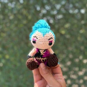 Arcane Jinx Plushie Keychain, League Of Legends Jinx Doll, Jinx Plush, Amigurumi Jinx, Jinx Crochet, Personalization Doll, Jinx Keychain