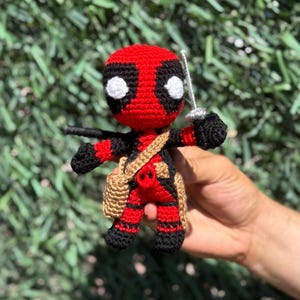 Amigurumi Deadpool Plush, Crochet Deadpool Figure, Amigurumi Plush, Plush Keychain, Deadpool Doll, Amigurumi Deadpool, Deadpool FanArt