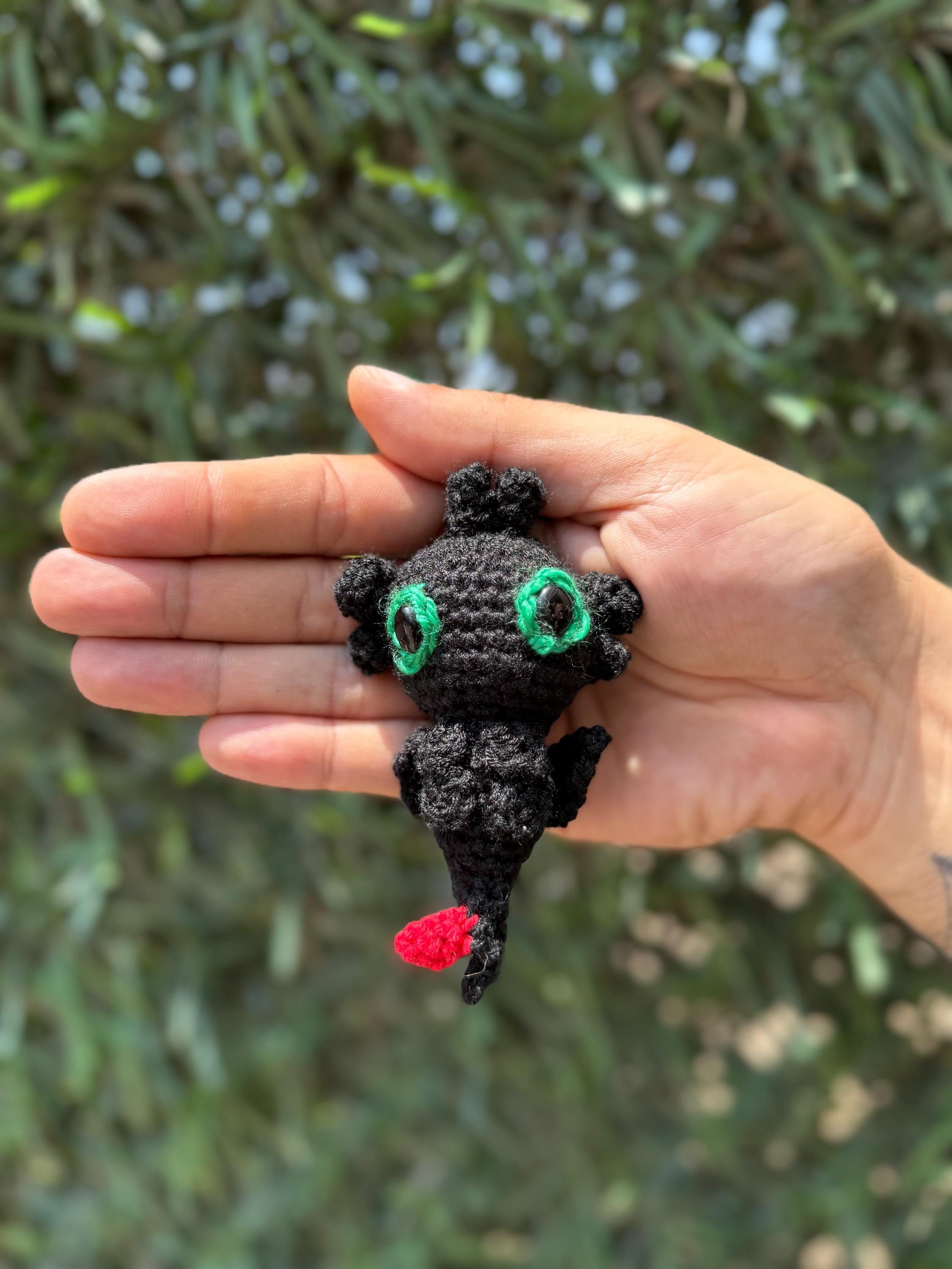 Mini Toothless Dragon Crochet Keychain, Toothless Dragon Plushie, Night ...