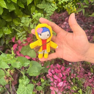 Coraline Yellow Raincoat Amigurumi Plush, Car Charm Accessory, Caroline Keychain