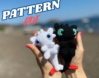 Amigurumi Pattern, Toothless Pattern, Toothless Dragon, Toothless Dragon Pattern, Night Fury, Light Fury, HTTYD, How To Train Your Dragon