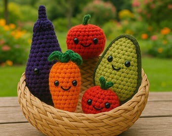 Fruit Veggie Amigurumi Pattern | Crochet PDF for Kitchen Decor, Play Food, Beginner Friendly, Crochet Home Decor, Baby Shower Decor