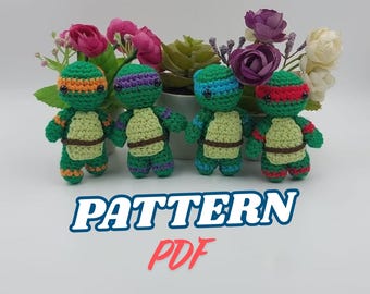 Modello, Modello Amigurumi, Giocattolo Amigurumi, Figura Amigurumi, Tartaruga Amigurumi, Tartaruga all'uncinetto, Peluche Ninja, Giocattolo Ninja, Giocattolo Tartaruga