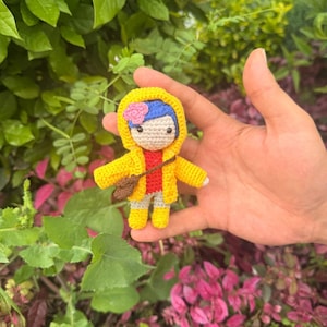 Coraline Yellow Raincoat Amigurumi Plush, Car Charm Accessory, Caroline Keychain