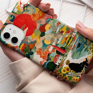 Colorful Beach Landscape Phone Case: Summer Collage Art