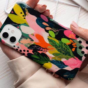 Colorful Abstract Jungle Phone Case- Botanical Leaf Art-Slim & Tough Cover for iPhone 16 15 14 13 Pro/Max • Samsung Galaxy S25 S24 S23 B0073