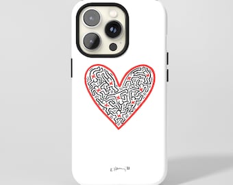 Haring Heart Pop Art Phone Case: Unique Artwork