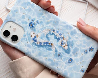 Koi Fish Phone Case: Serene Floral Water Design, Tough Cover
