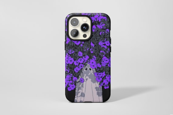 Purple Floral Ghost Phone Case - Halloween iPhone, Pixel, Samsung