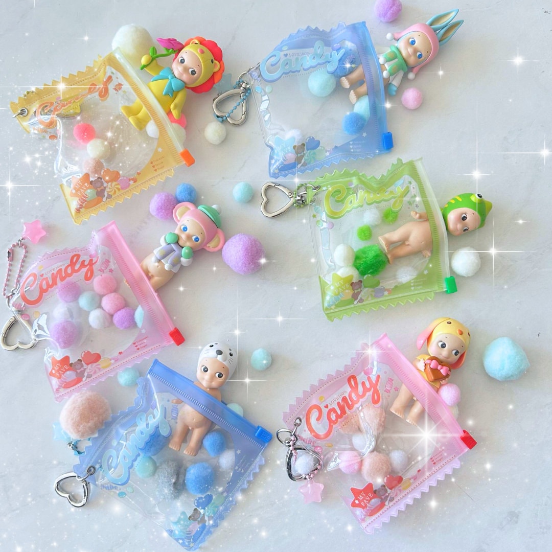 NEW!! Candy Bag Cute Sonny Angel Smiski Gacha Hidden Blind Box Carrier Pouch Charm Phone Keychain Collectable Rare Secret Y2k Pouch