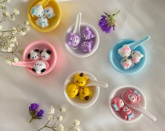 Soup Dumpling Charms DIY with or without hooks customizable cute dog cat bunny kitty cinna pom pom adorable keychain custom tango coquette