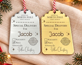 Personalised Christmas Gift Tag | North Pole Special Delivery | Santa Sack Tag | Stocking Name Tag | Father Christmas | Christmas Eve Box