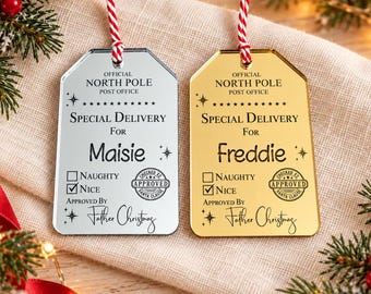 Personalised Christmas Gift Tag | North Pole Special Delivery | Santa Sack Tag | Stocking Name Tag | Father Christmas | Christmas Eve Box