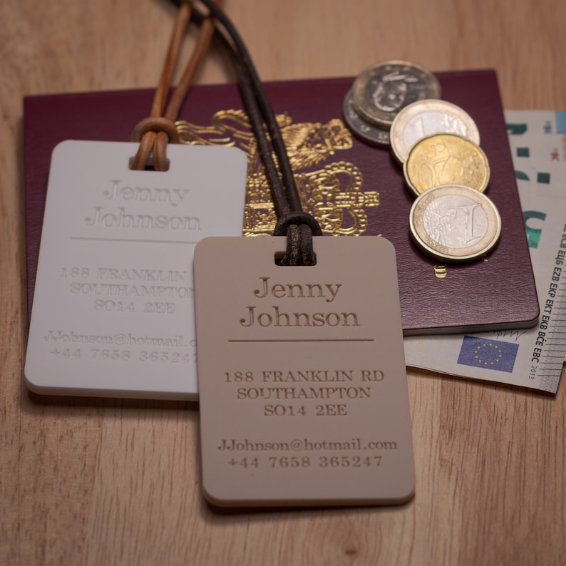 Personalised Luggage Tags Customisable Laser Engraved Travel ID