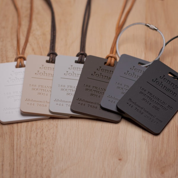 Personalised Luggage Tags: Customisable Laser Engraved Travel ID - Identify Your Bags Easily Baggage ID Tag School Bag Tag Name Tag Keyring