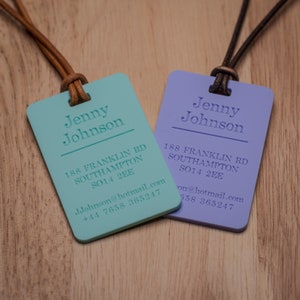 Personalised Luggage Tags Custom Engraved Luggage Tags Suitcase Bag Tag Travel Accessory Tag Baggage ID Tag School Bag Tag Name Tag Keyring image 4