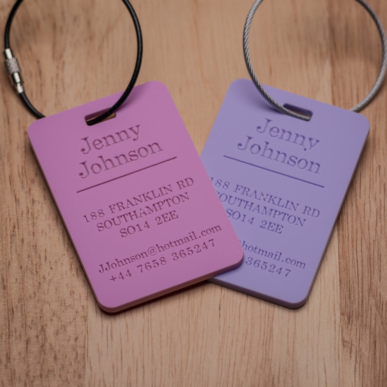 Personalised Luggage Tags Custom Engraved Luggage Tags Suitcase Bag Tag Travel Accessory Tag Baggage ID Tag School Bag Tag Name Tag Keyring image 5