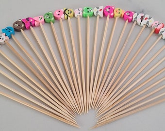 25 Fun Animals appetizer toothpicks, Appetizer Sticks, Sandwich Picks, Cocktail Garnish scewers. Decorative toothpicks, party favors.