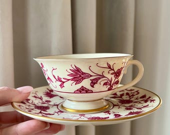 Franciscan China Lorraine Maroon Teacups and Saucers
