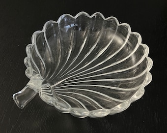 Heisey Crystolite Dish Clear Glass Serving Dish Leaf Shaped