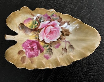 Trinket Dish Lefton China Leaf Tray Jewelry Tray Birthday Gift Collectible