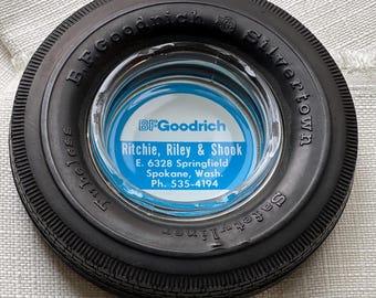 Vintage BF Goodrich Tire Ashtray: Spokane Service Station Memorabilia