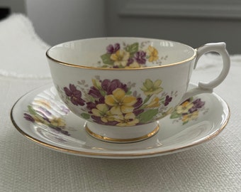 Clarence China Teacup and Saucer Set: Posies Floral Tea Party